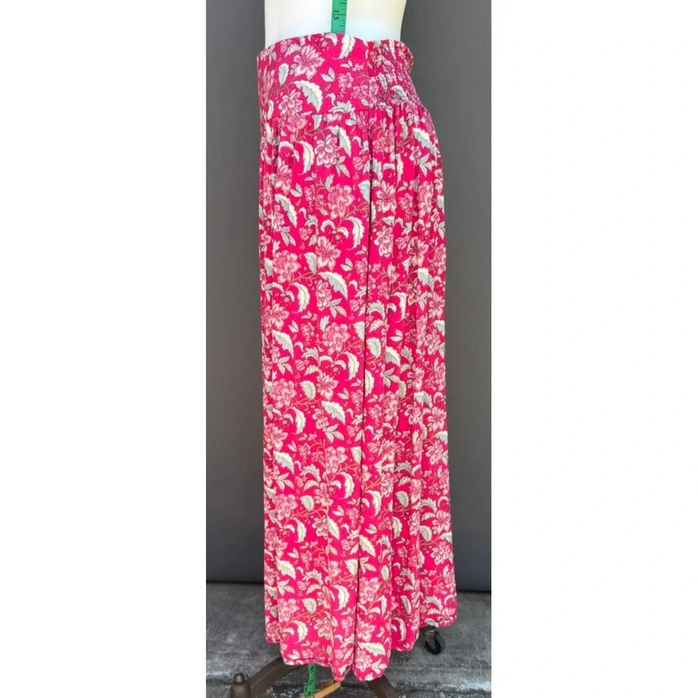 Natural Life Lisa Skirt XL Red Floral Maxi Spring Colorful Hippie Boho Cottage